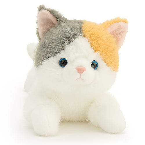 くつろぎ寝そべりキャット 三毛猫 ぬいぐるみ お腹ビーズ入り ふんわり寝姿 ミケ