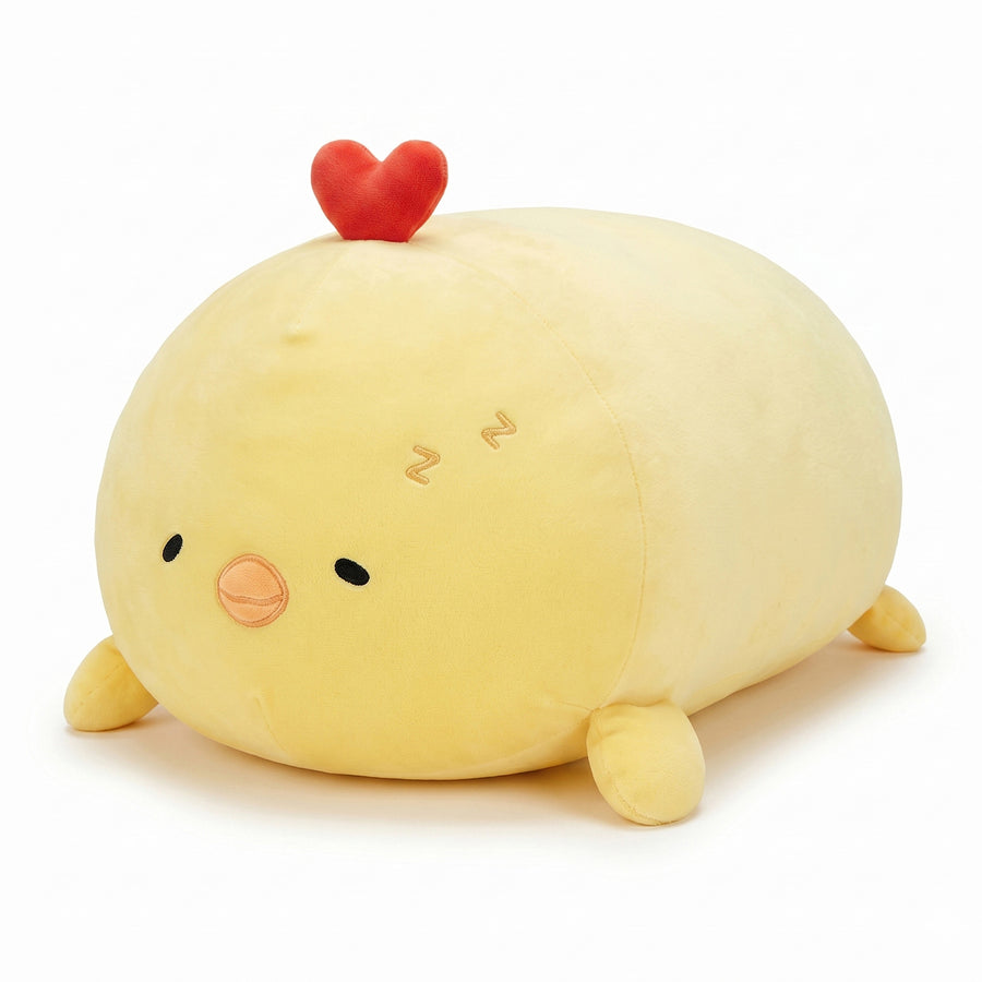 もちもちアニマル ひよこ ぬいぐるみ 白背景の正面・全身
