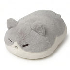 ふわくも抱き枕アニマル 猫 ぬいぐるみ はいいろ 寝そべり姿・グレーと白のバイカラー