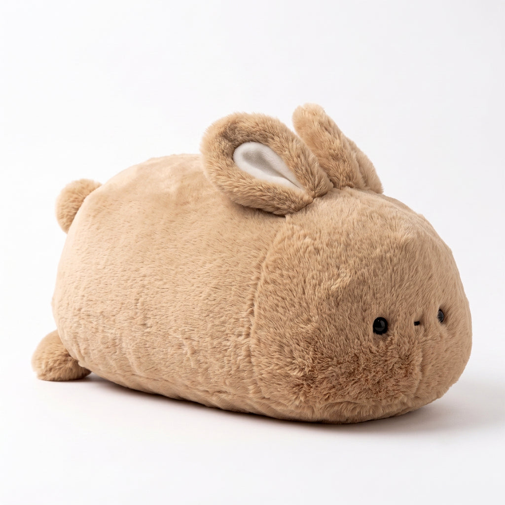 温かみのあるキャメルカラーのうさぎぬいぐるみ きなこ つぶらな瞳の単色デザイン
