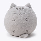 ラウンドグレー猫 ぬいぐるみ 正面 白背景 まんまるクッション