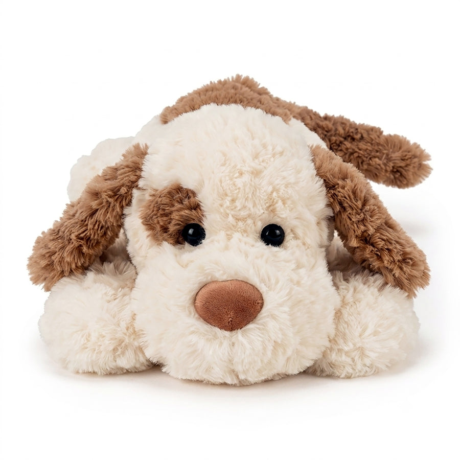 メルティアニマル ぶち犬 ぬいぐるみ つぶらな瞳と垂れ耳が愛らしい正面ねそべり抱き枕ポーズ