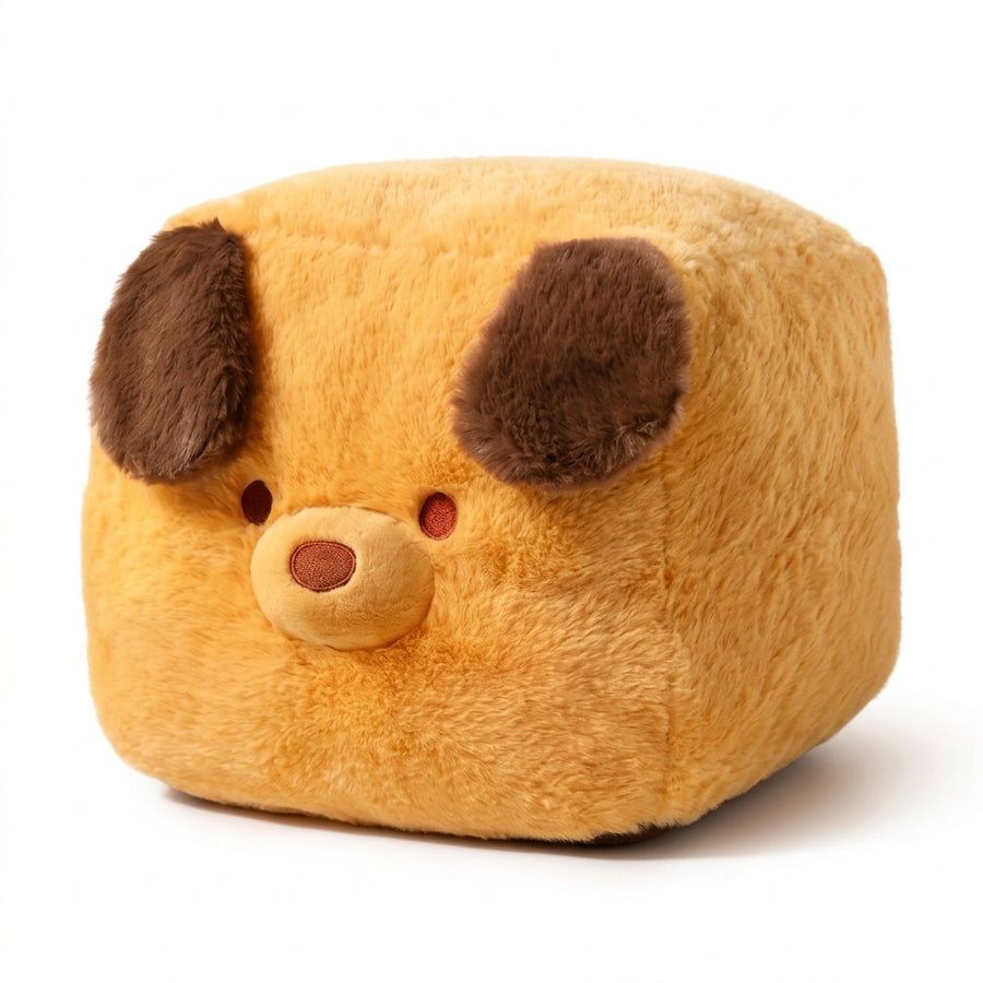キューブいぬ ぬいぐるみ 正面 白背景 ふわふわクッション