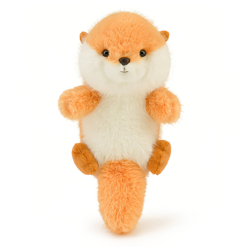 パフドゥンドゥンシリーズのカワウソのぬいぐるみ、両手を広げてちょこんとおすわりした愛らしい正面姿
