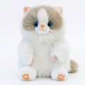 上品な毛並みと青い瞳が愛らしいラグドール猫ぬいぐるみ（25cm）の正面カット