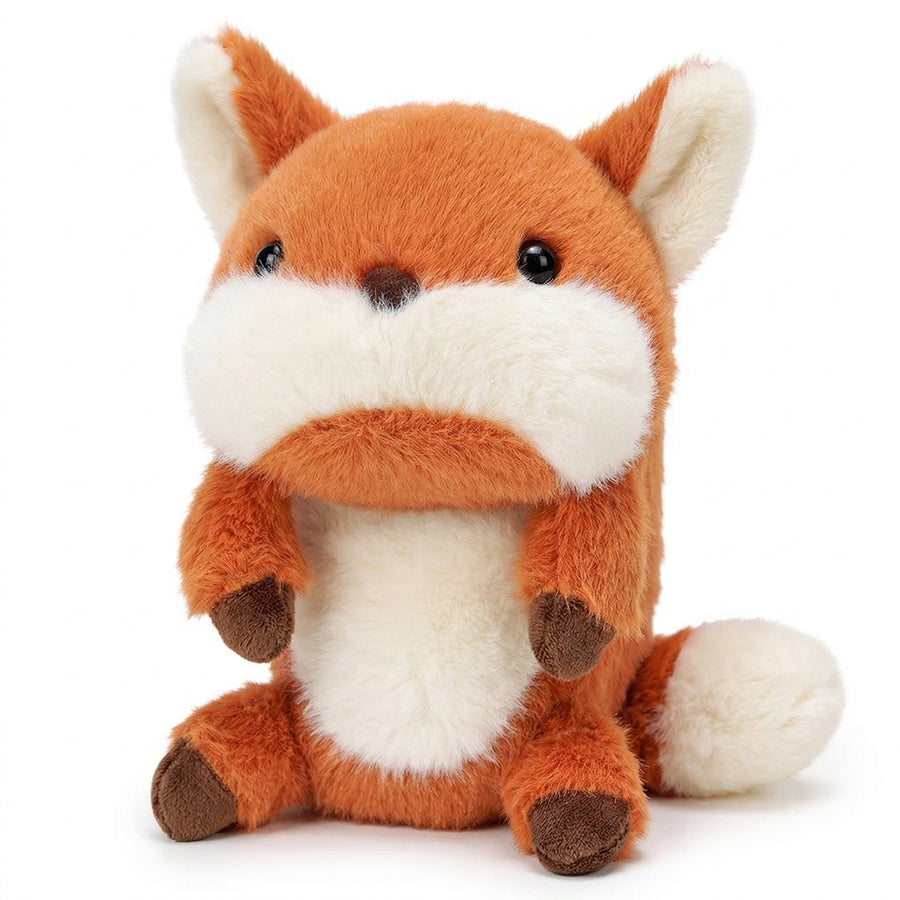 ふんばるアニマル キツネ ぬいぐるみ 正面 自立ポーズ・もこもこフェイス