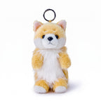 そっと寄り添う リアルドッグ 柴犬 ぬいぐるみキーホルダー 15cm 正面マスコットチャー