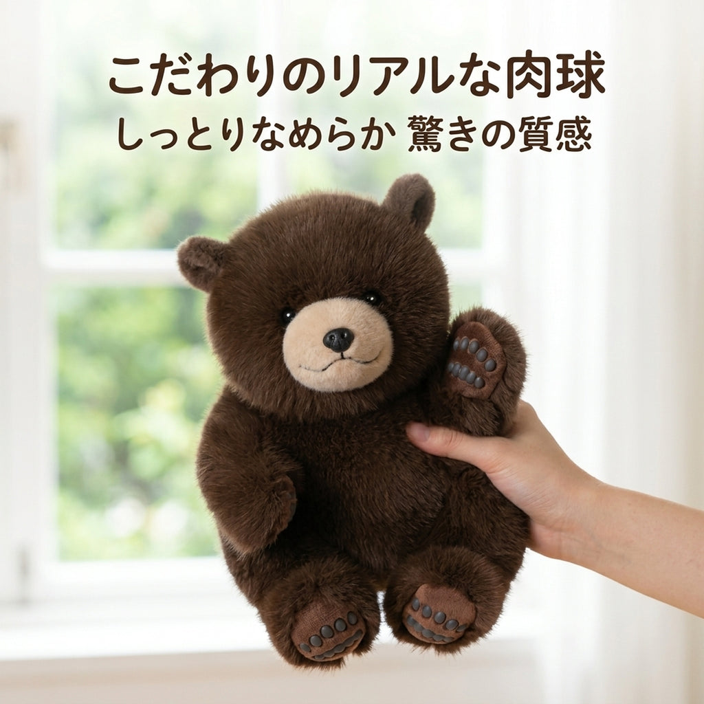 手足の裏に施された、しっとりなめらかで弾力のある本格シリコン肉球のアップ