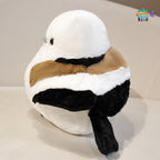 シマエナガ ぬいぐるみ 斜め後ろ姿 特徴的な羽の配色と尾羽ディテール