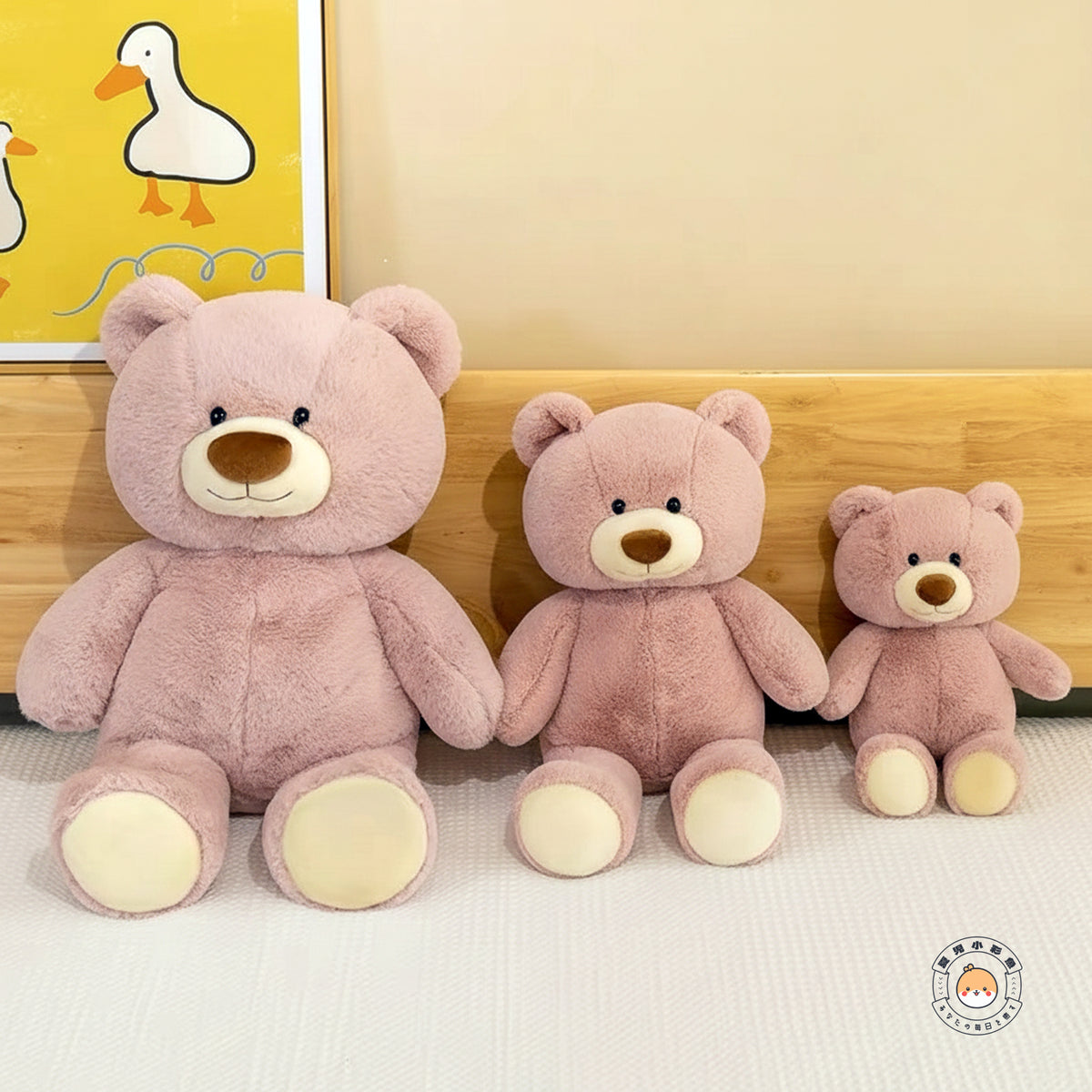 もっちりマシュマロベア ピンク 3サイズ比較（35cm・50cm・65cm）