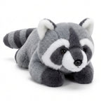 アライグマのぬいぐるみ ふわふわの毛並みとしま模様のしっぽがかわいい寝そべりデザイン