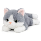 グレー猫のぬいぐるみ ふわふわ寝そべりデザイン