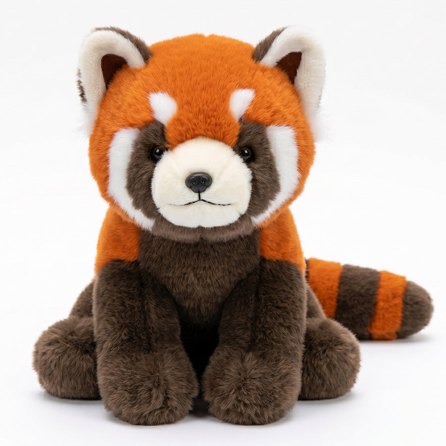 レッサーパンダのぬいぐるみ ふわふわの毛並みとしま模様のしっぽ
