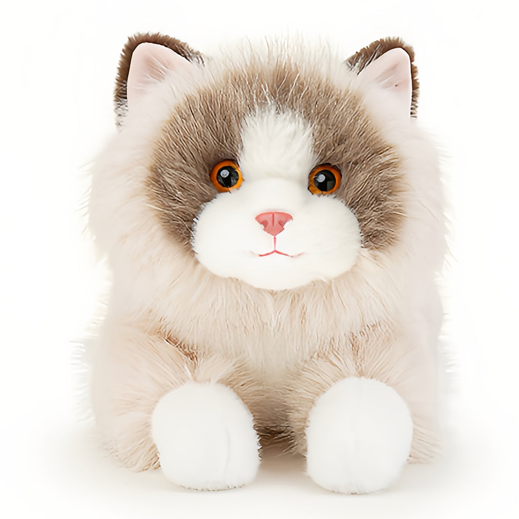 くつろぎ寝そべりキャット ラグドール ぬいぐるみ お腹ビーズ入り ふわふわ長毛