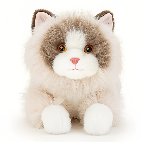 くつろぎ寝そべりキャット ラグドール ぬいぐるみ お腹ビーズ入り ふわふわ長毛