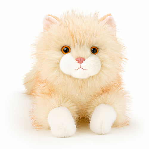 くつろぎ寝そべりキャット ゴールデンシェーデッド ぬいぐるみ お腹ビーズ入り ふわふわ長毛