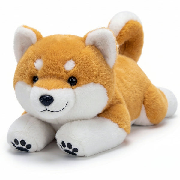 柴犬のぬいぐるみ ふわふわ寝そべりデザイン