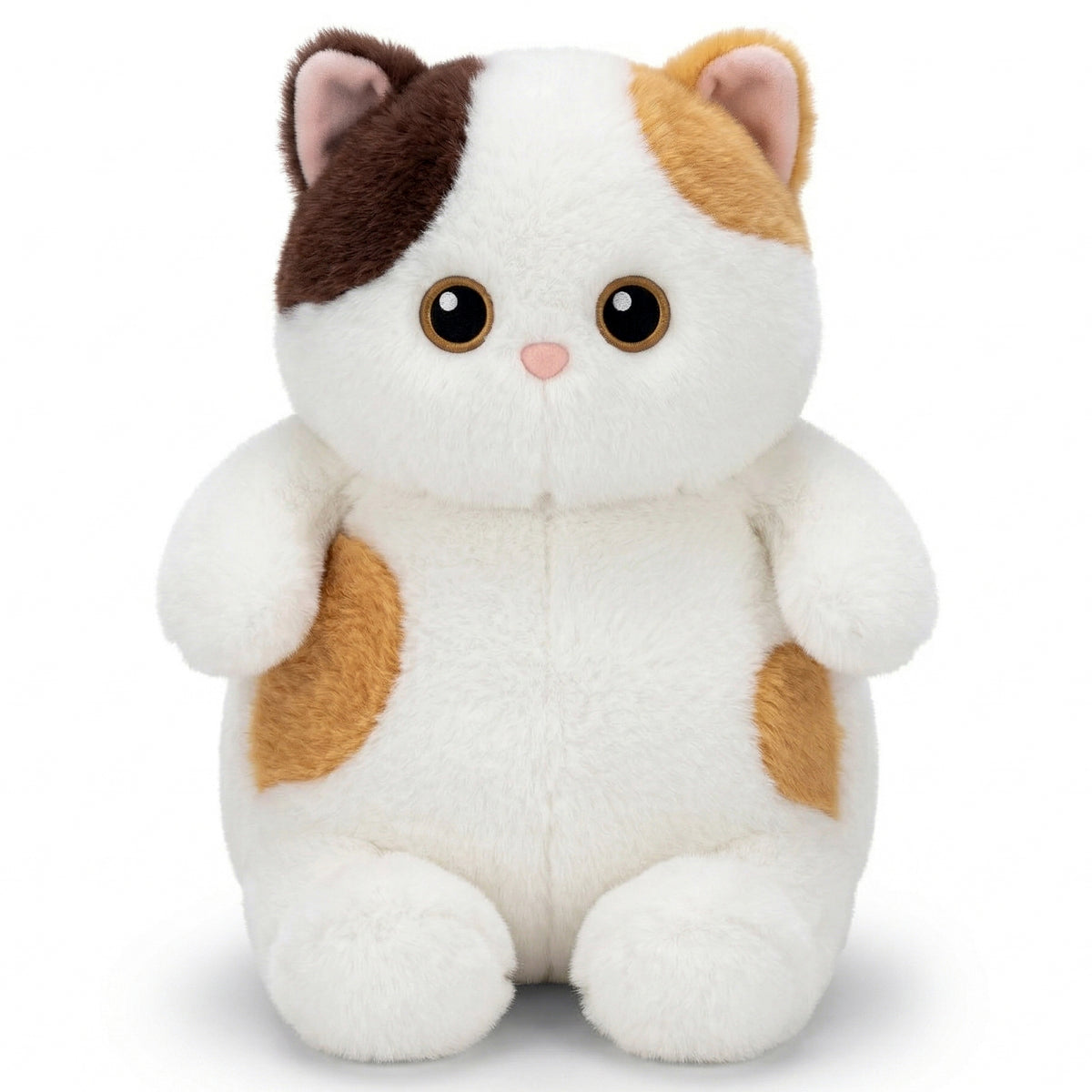 くりくりおめめのにゃんこ おすわり 三毛猫 ぬいぐるみ 座り姿 正面