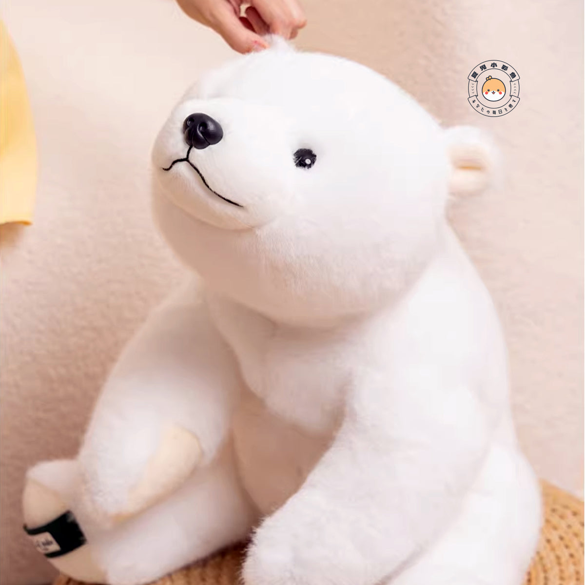 シロクマのぬいぐるみを抱いたサイズイメージ