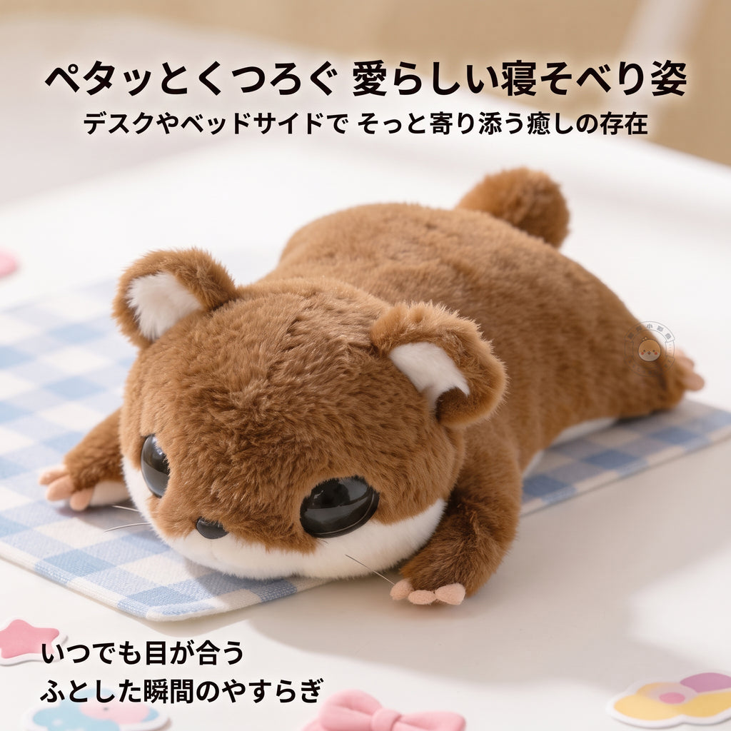 モモンガ ぬいぐるみ いつでも目が合うつぶらな瞳とペタッとくつろぐ寝そべり姿