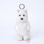 ウェスティ ぬいぐるみキーホルダー 15cm 正面 ピンクの立ち耳と丈夫なナスカン金具