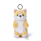 柴犬 ぬいぐるみキーホルダー 15cm 正面 白いまろ眉と丈夫なナスカン金具