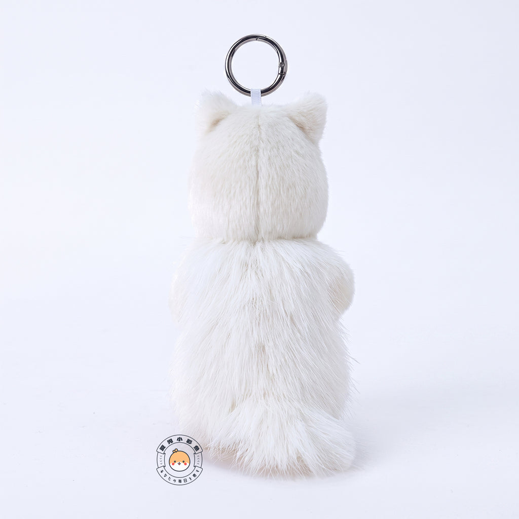 ウェスティ ぬいぐるみキーホルダー 15cm 後ろ姿 ふんわりとした純白の背中とループ金具部分